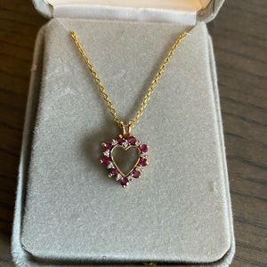 Gold heart pendant with rubies and diamonds